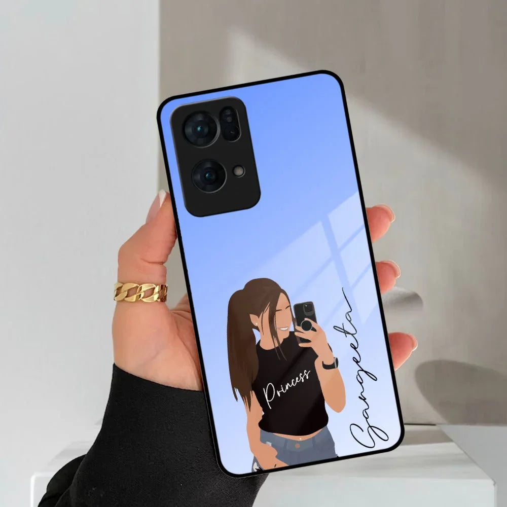 Mobile Girl Glass Case Cover For Oppo - ShopOnCliQ
