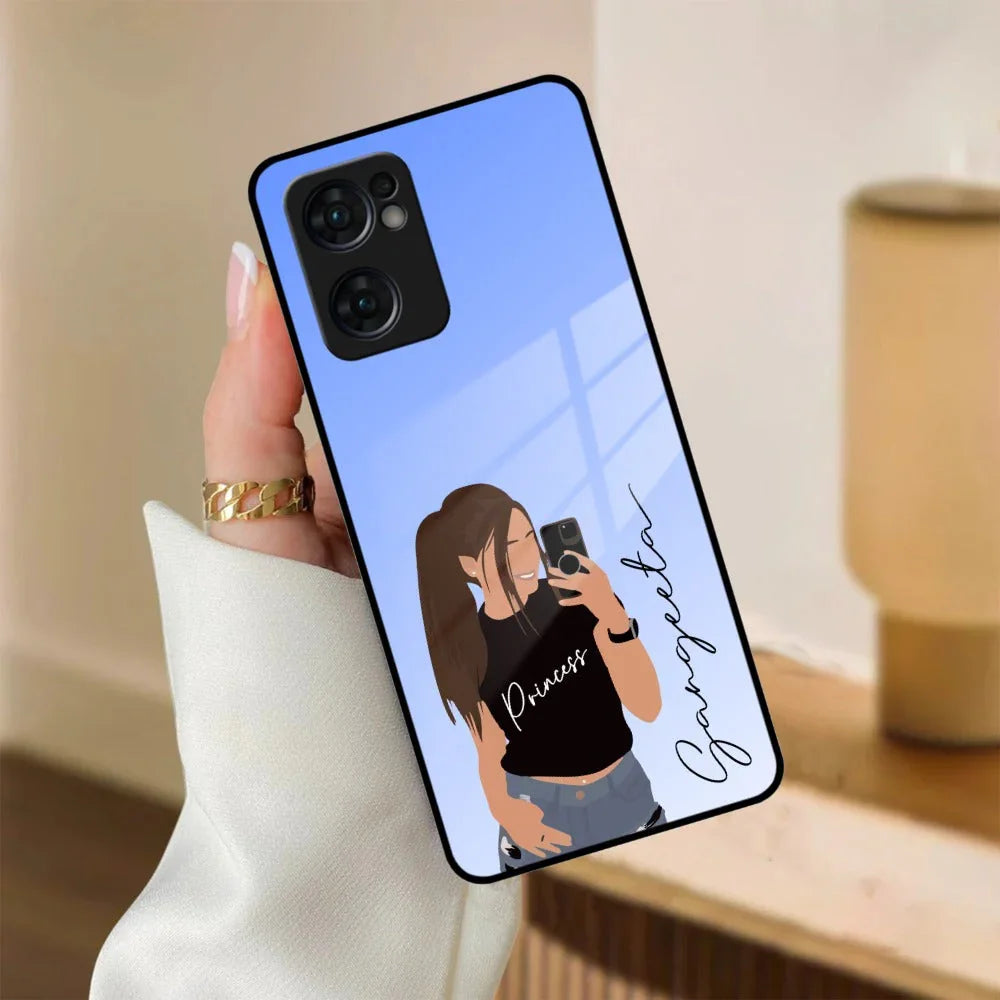 Mobile Girl Glass Case Cover For Oppo - ShopOnCliQ
