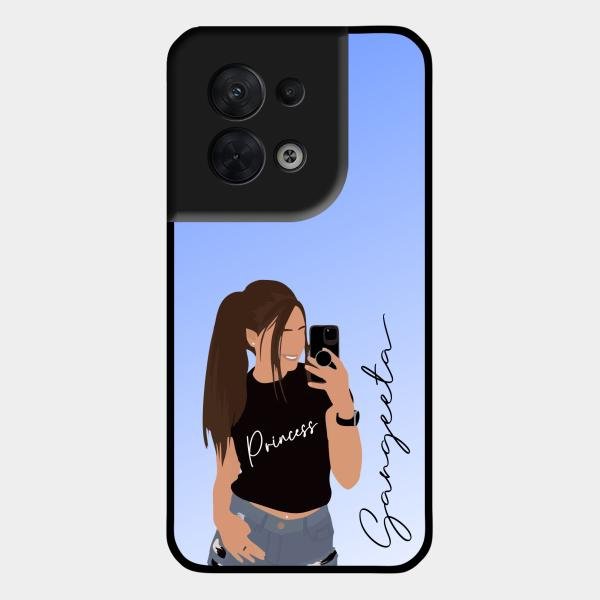 Mobile Girl Glass Case Cover For Oppo Reno 8 5G