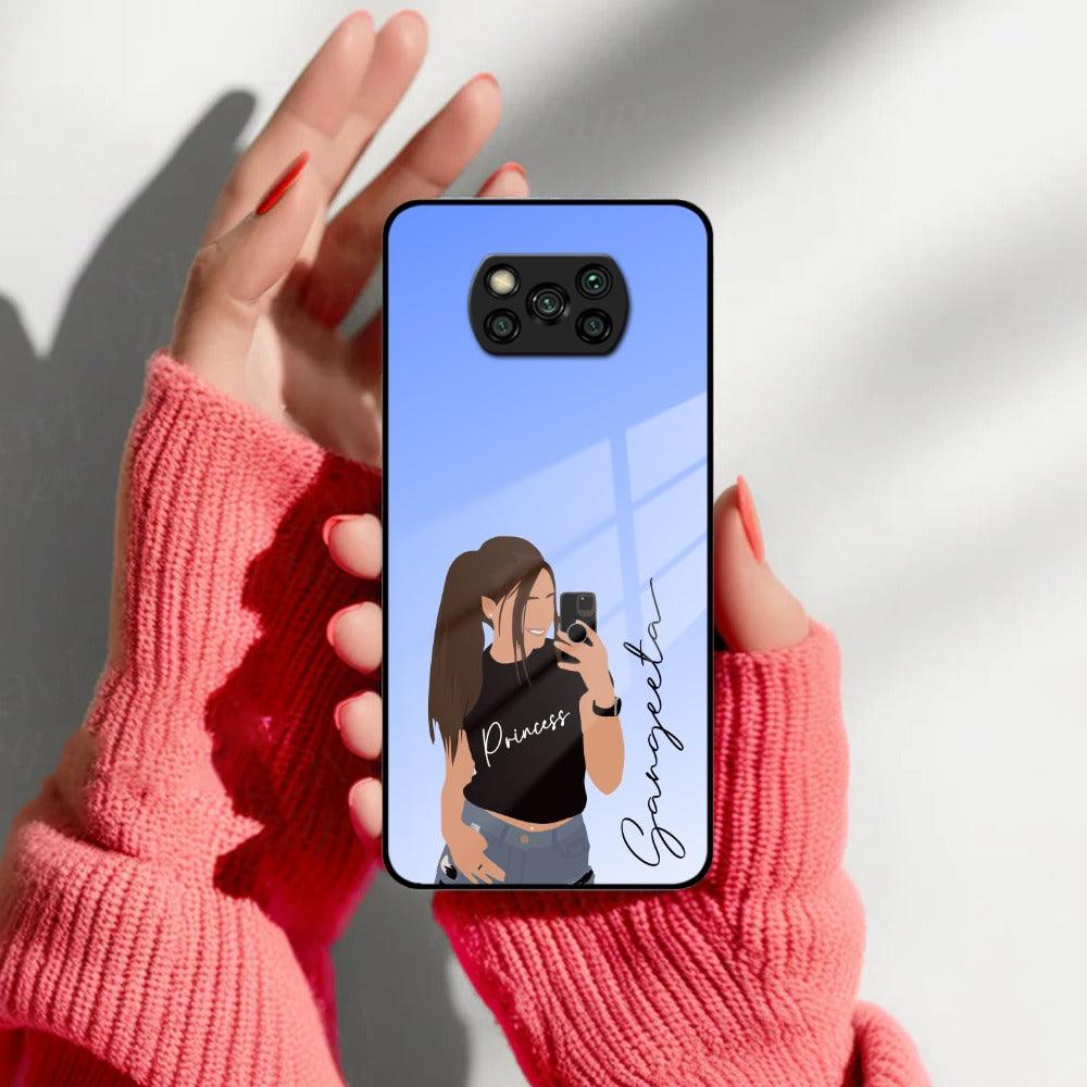 Mobile Girl  Glass Case Cover For Poco