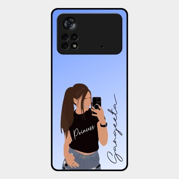 Mobile Girl Glass Case Cover For Poco X4 Pro 5G
