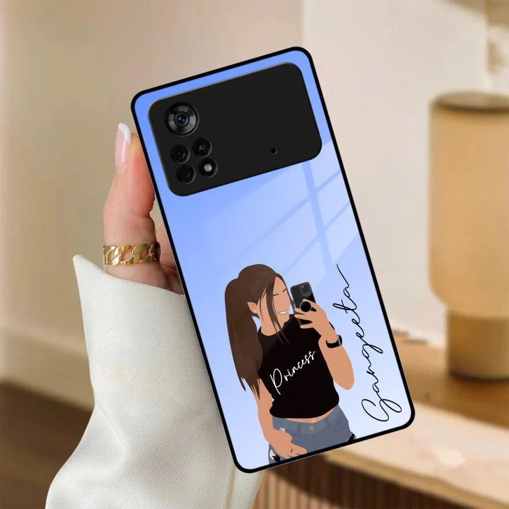 Mobile Girl Glass Case Cover For Poco - ShopOnCliQ