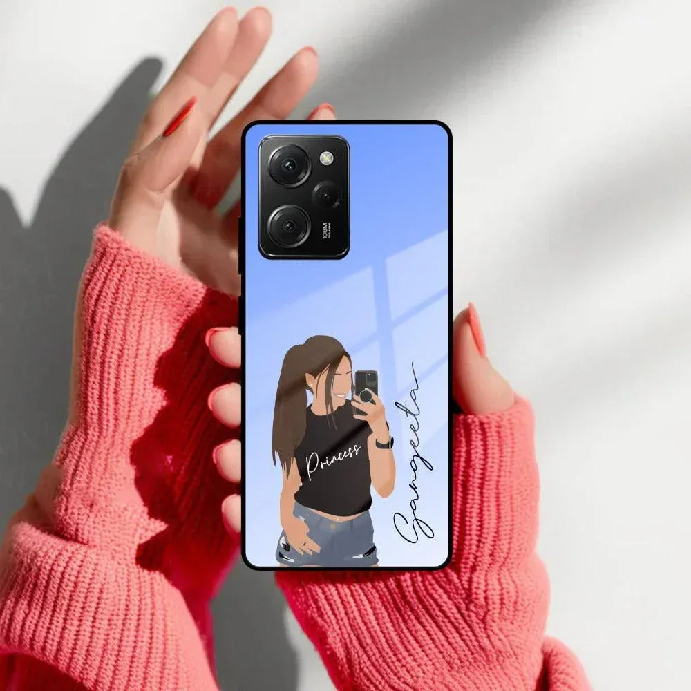Mobile Girl Glass Case Cover For Poco - ShopOnCliQ