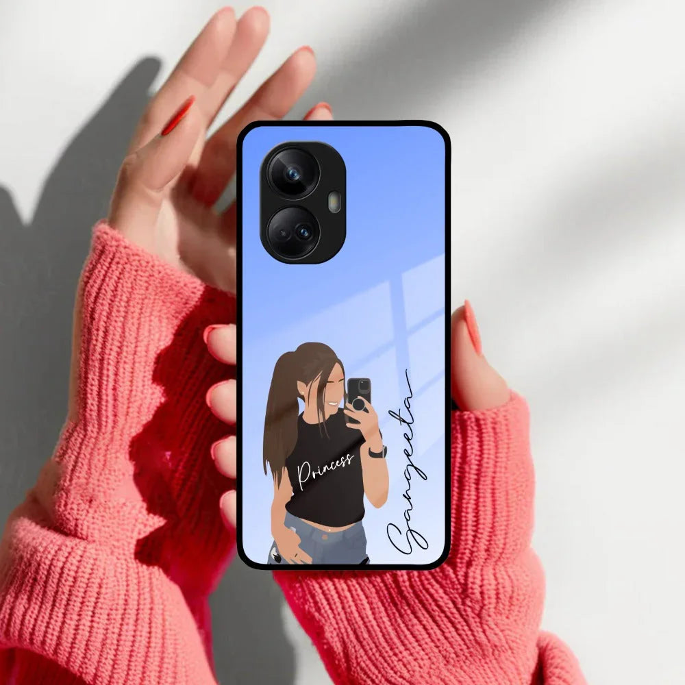 Mobile Girl Glass Case Cover For Realme/Narzo - ShopOnCliQ