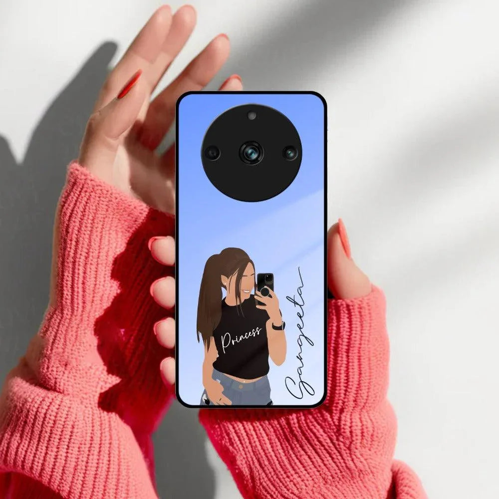Mobile Girl Glass Case Cover For Realme/Narzo - ShopOnCliQ