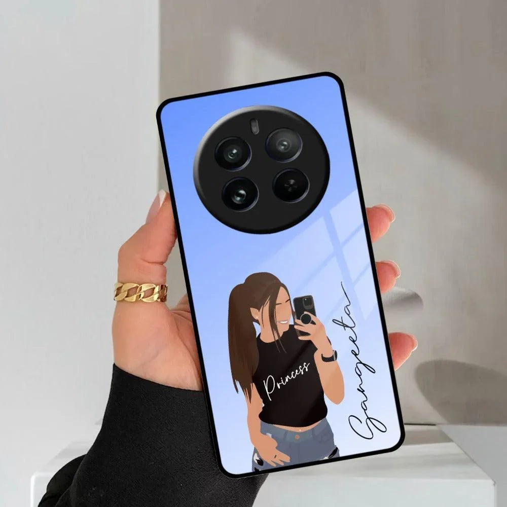 Mobile Girl Glass Case Cover For Realme/Narzo - ShopOnCliQ