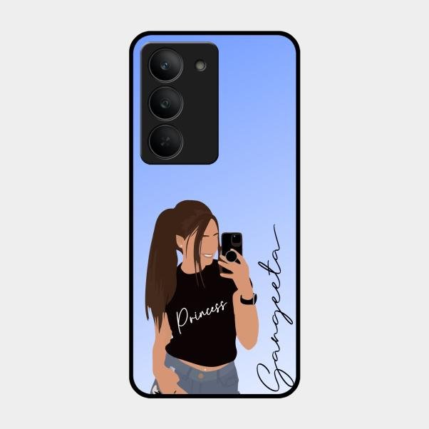 Mobile Girl Glass Case Cover For Realme 14X 5G