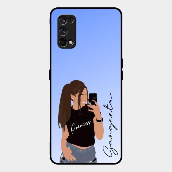 Mobile Girl Glass Case Cover For Realme 7 Pro