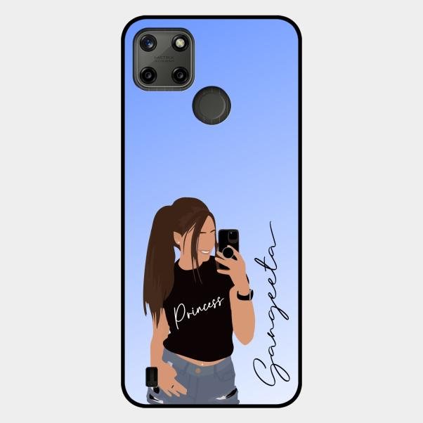 Mobile Girl Glass Case Cover For Realme C21Y