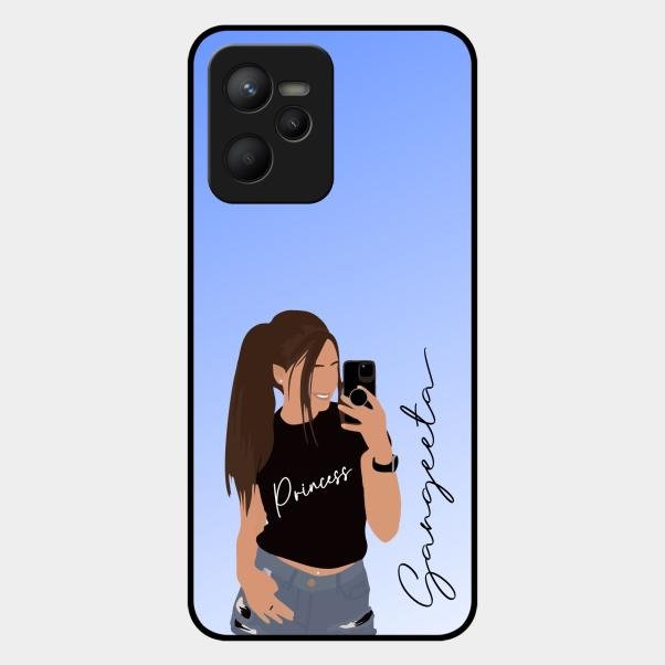 Mobile Girl Glass Case Cover For Realme C35