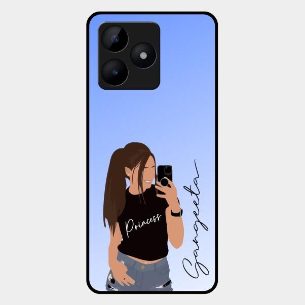 Mobile Girl Glass Case Cover For Realme C53