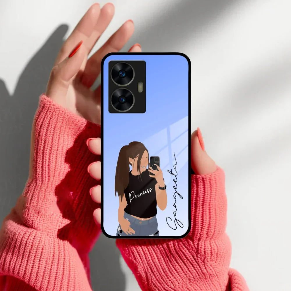 Mobile Girl Glass Case Cover For Realme/Narzo - ShopOnCliQ