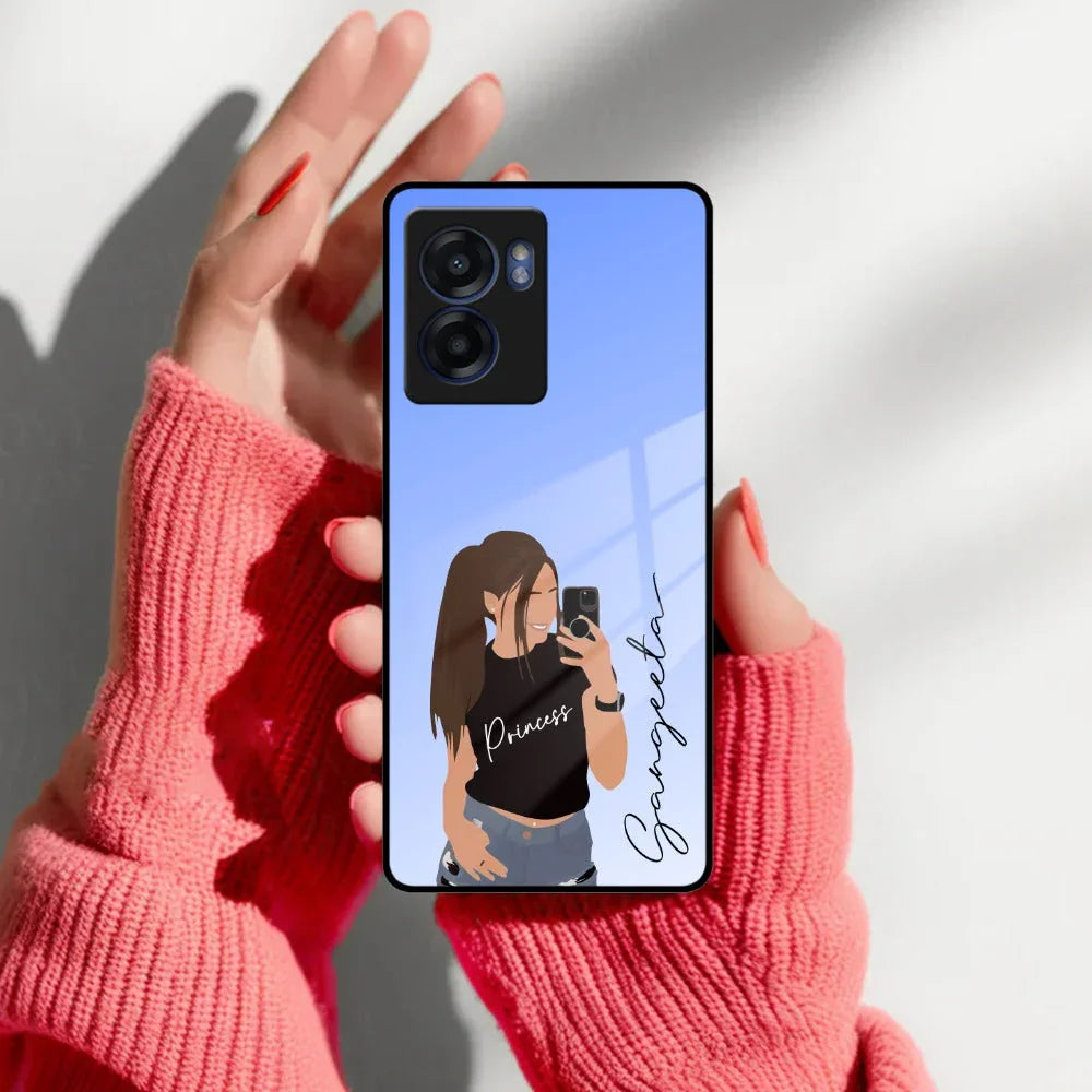 Mobile Girl Glass Case Cover For Realme/Narzo - ShopOnCliQ