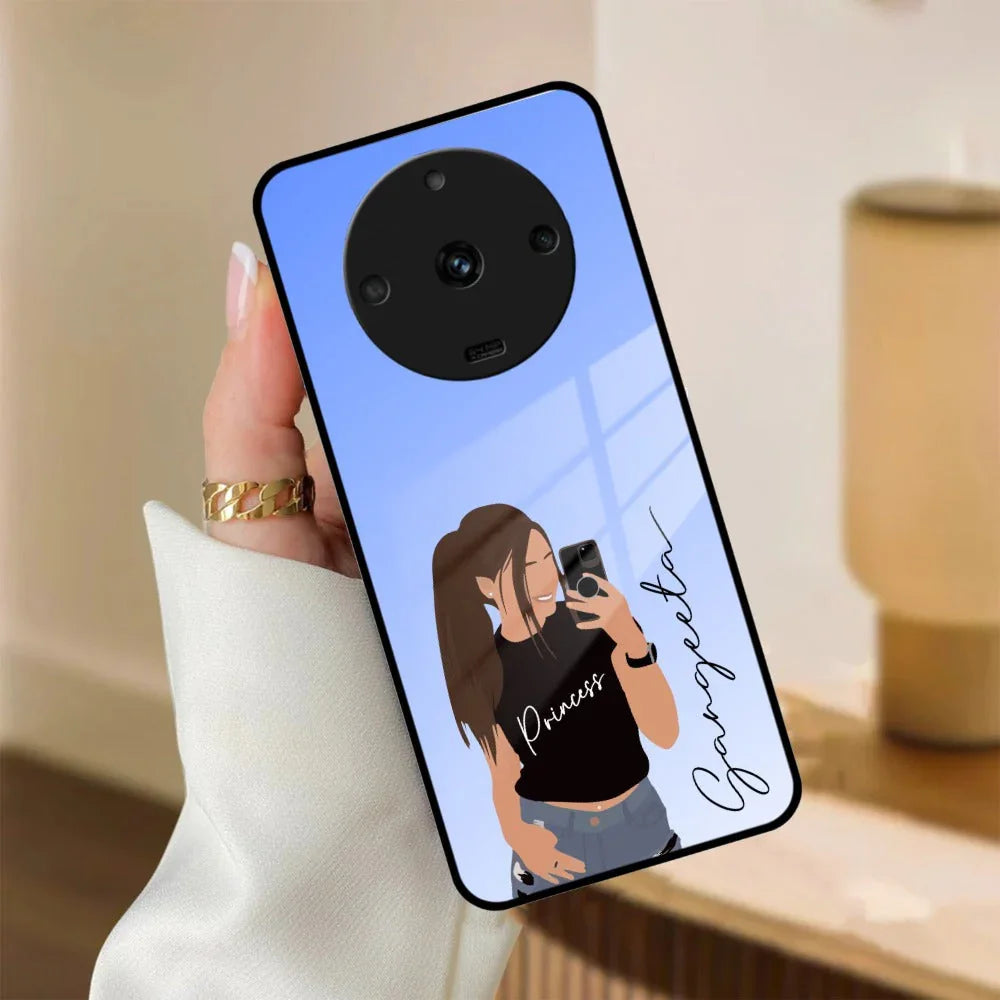 Mobile Girl Glass Case Cover For Realme/Narzo - ShopOnCliQ