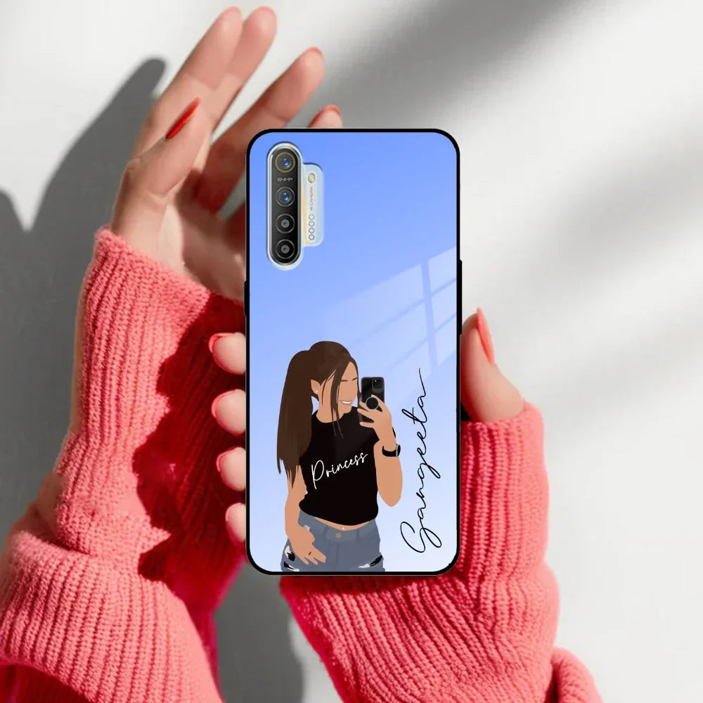 Mobile Girl Glass Case Cover For Realme/Narzo - ShopOnCliQ