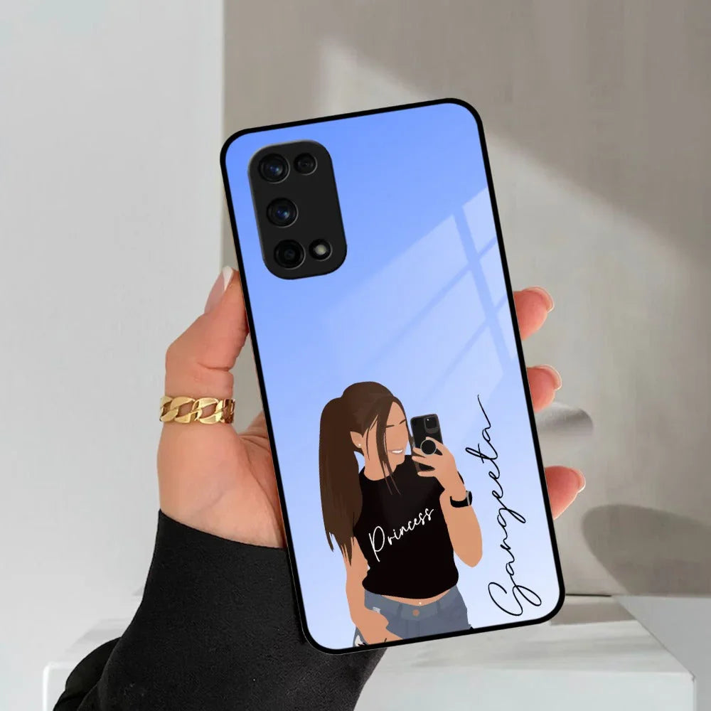 Mobile Girl Glass Case Cover For Realme/Narzo - ShopOnCliQ