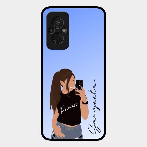 Mobile Girl Glass Case Cover For Redmi 11 Prime 4G