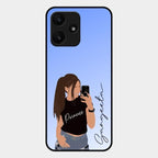 Mobile Girl Glass Case Cover For Redmi 12 5G