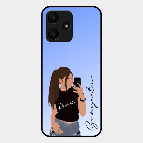 Mobile Girl Glass Case Cover For Redmi 12 5G