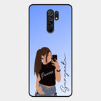 Mobile Girl Glass Case Cover For Redmi 9 Prime
