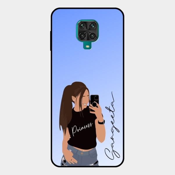 Mobile Girl Glass Case Cover For Redmi Note 10 Lite
