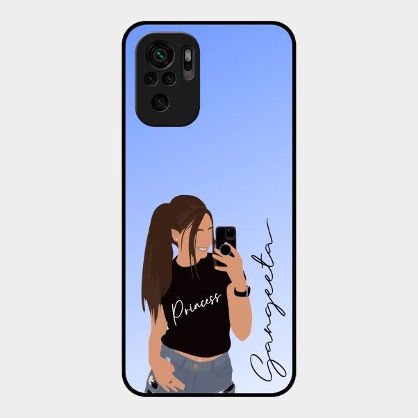 Mobile Girl Glass Case Cover For Redmi Note 10