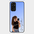 Mobile Girl Glass Case Cover For Redmi Note 11