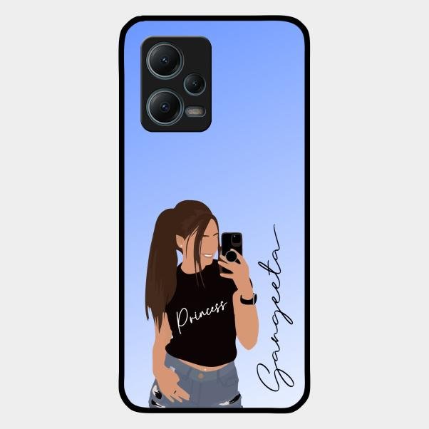 Mobile Girl Glass Case Cover For Redmi Note 12 5G
