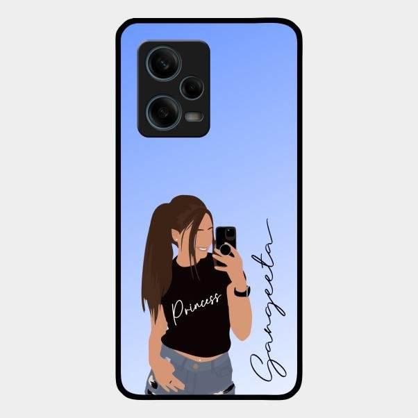 Mobile Girl Glass Case Cover For Redmi Note 12 Pro 5G