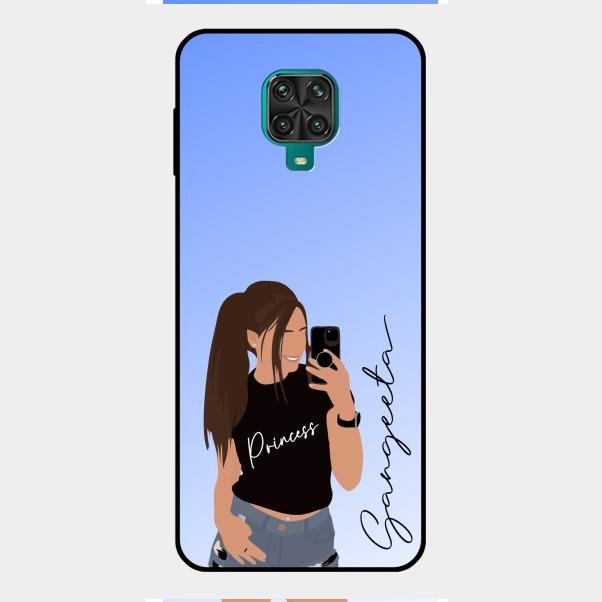 Mobile Girl Glass Case Cover For Redmi Note 9 Pro