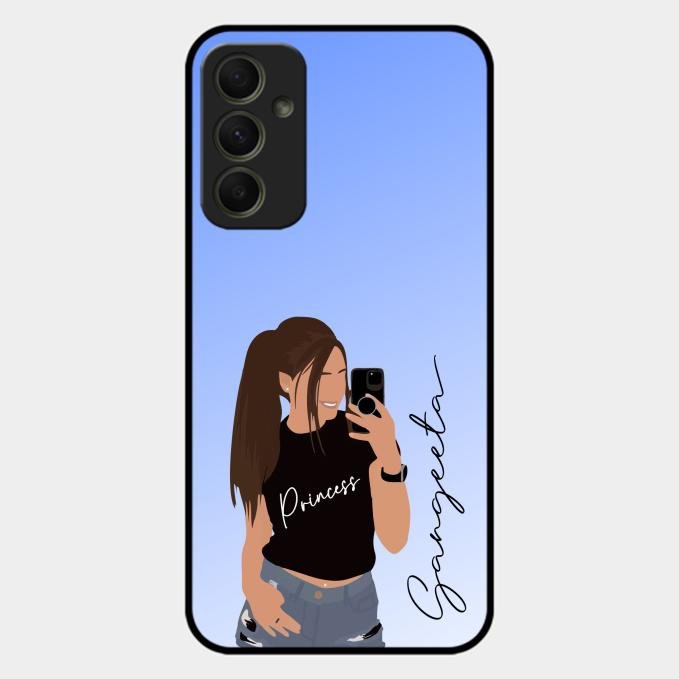 Mobile Girl Glass Case Cover For Samsung Galaxy A34 5G