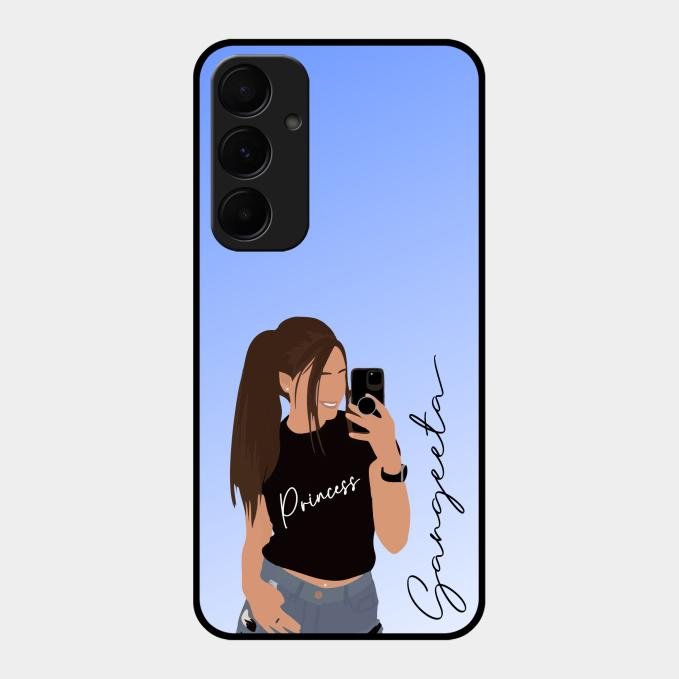 Mobile Girl Glass Case Cover For Samsung Galaxy A55 5G