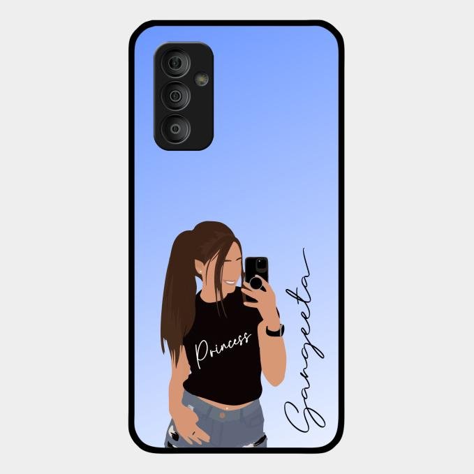 Mobile Girl Glass Case Cover For Samsung Galaxy F23 5G