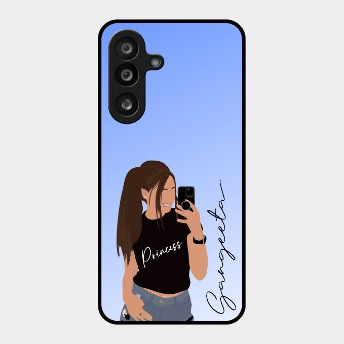 Mobile Girl Glass Case Cover For Samsung Galaxy F55 5G