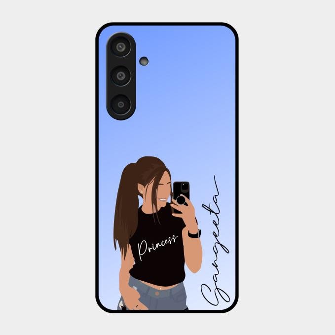 Mobile Girl Glass Case Cover For Samsung Galaxy M35 5G