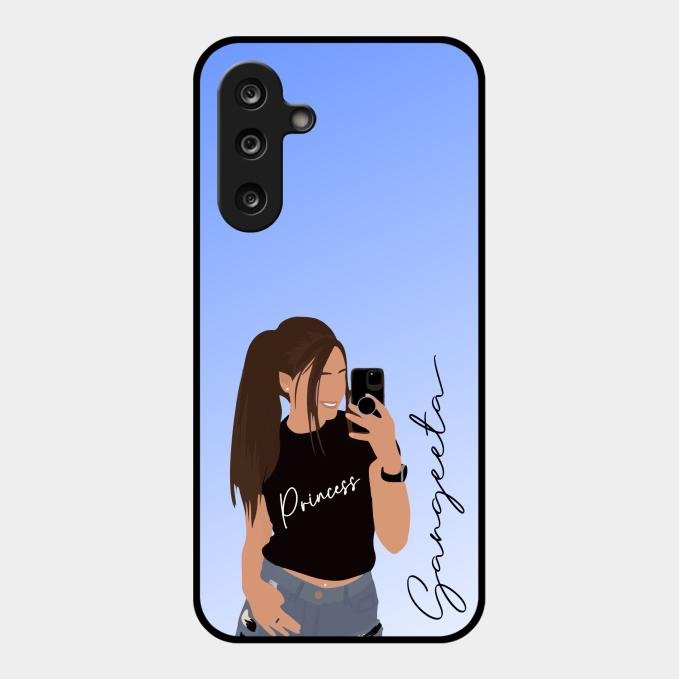 Mobile Girl Glass Case Cover For Samsung Galaxy M55S 5G