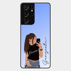 Mobile Girl Glass Case Cover For Samsung Galaxy S21 Ultra