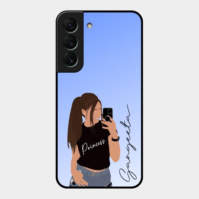 Mobile Girl Glass Case Cover For Samsung Galaxy S22 5G