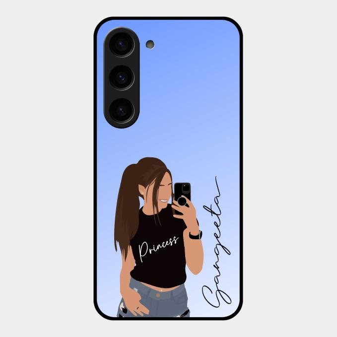 Mobile Girl Glass Case Cover For Samsung Galaxy S23 5G