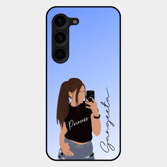 Mobile Girl Glass Case Cover For Samsung Galaxy S23 Plus 5G