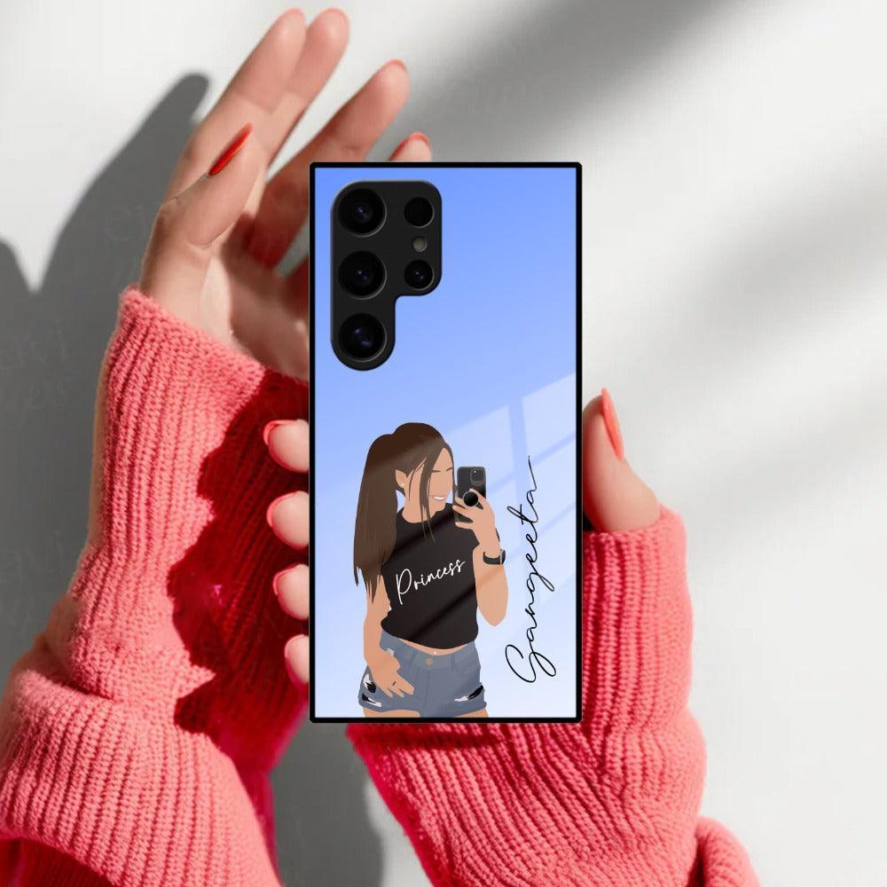 Mobile Girl Glass Case Cover For Samsung - ShopOnCliQ