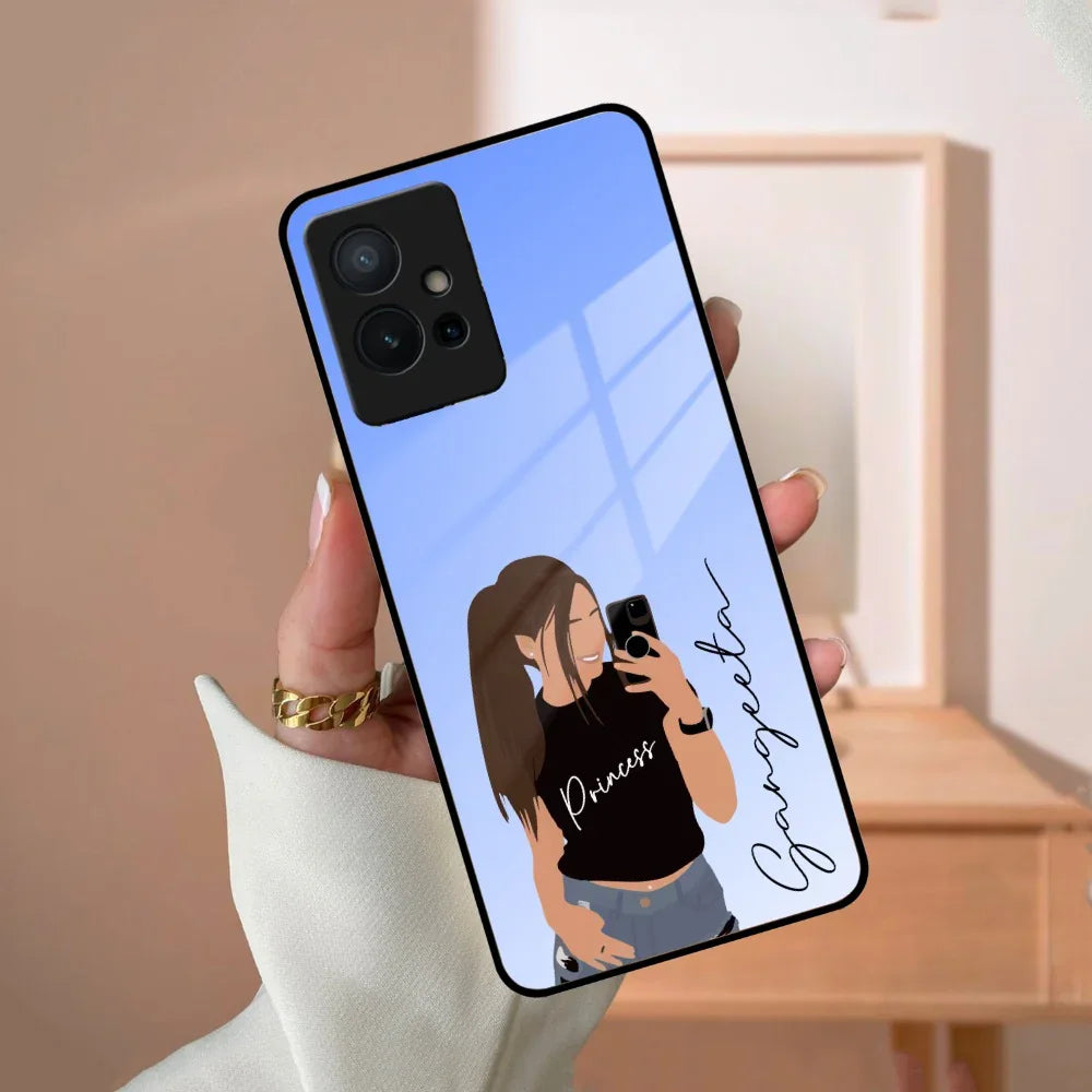 Mobile Girl Glass Case For Vivo - ShopOnCliQ
