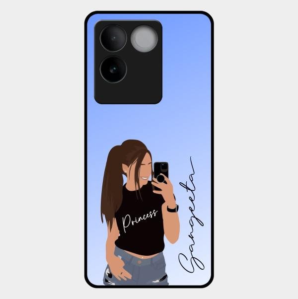 Mobile Girl Glass Case Cover For Vivo T2 Pro 5G