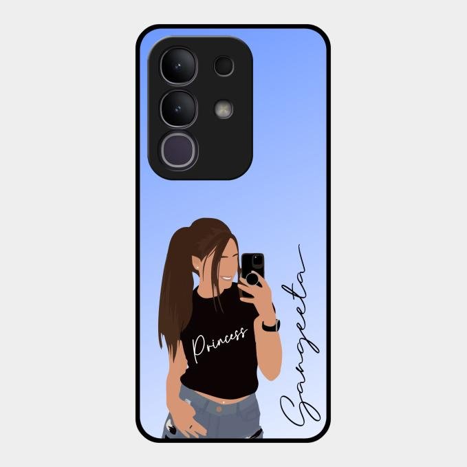Mobile Girl Glass Case Cover For Vivo T4X 5G