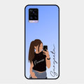 Mobile Girl Glass Case Cover For Vivo V20