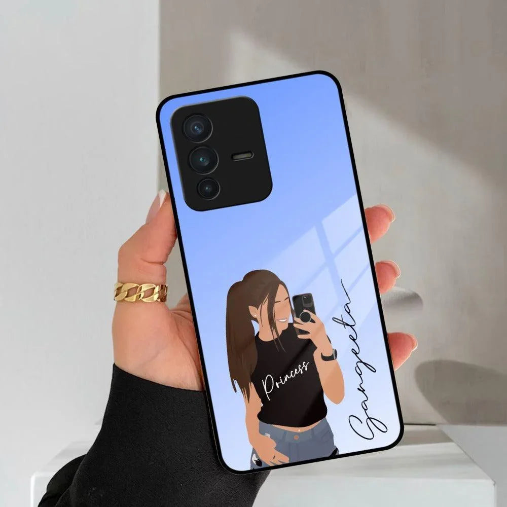 Mobile Girl Glass Case For Vivo - ShopOnCliQ
