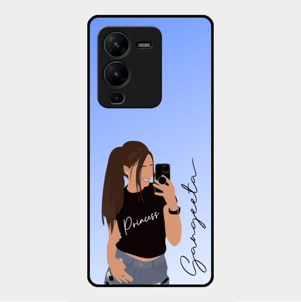 Mobile Girl Glass Case Cover For Vivo V25 Pro 5G