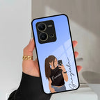 Mobile Girl Glass Case For Vivo - ShopOnCliQ
