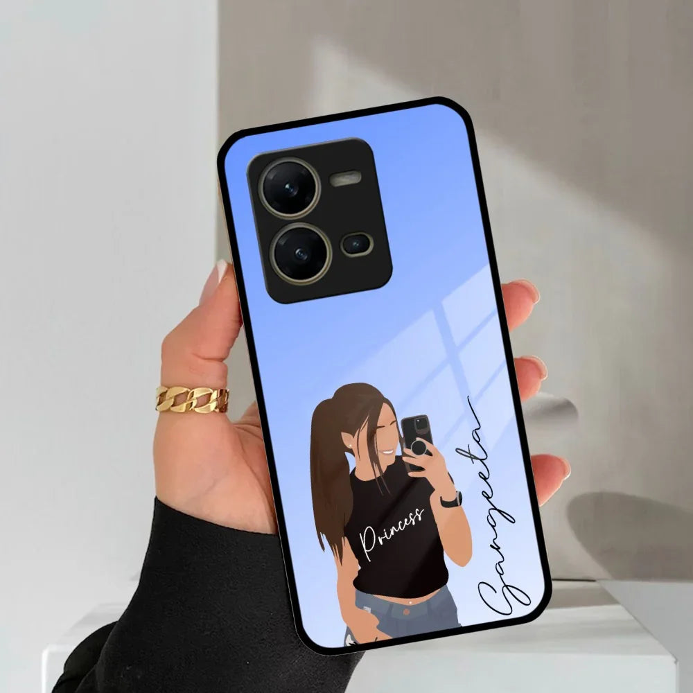 Mobile Girl Glass Case For Vivo - ShopOnCliQ