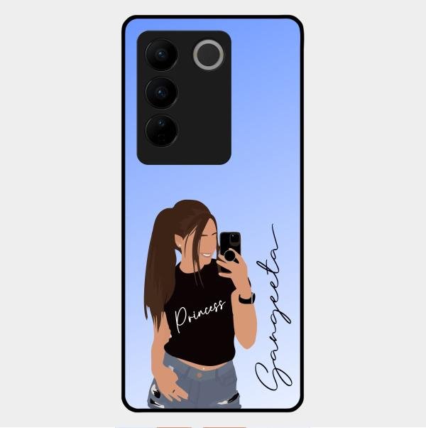 Mobile Girl Glass Case Cover For Vivo V27 Pro 5G